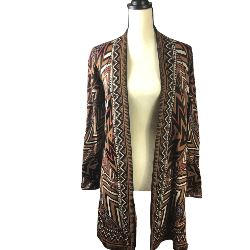 Nic & Zoe Womens Sweater coat size small Southwester design. brown black…